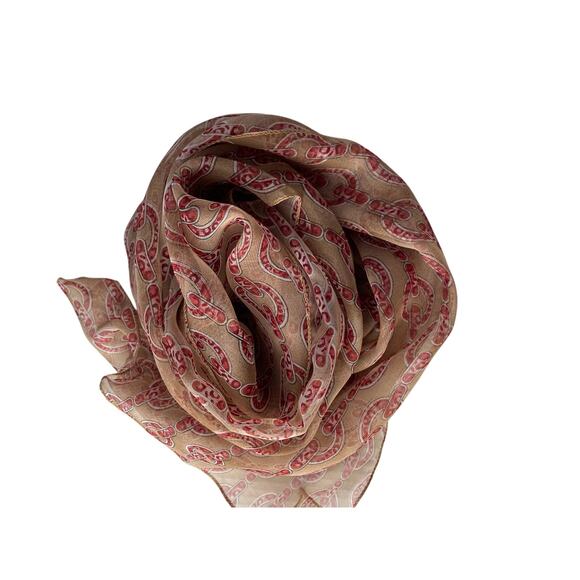 Beige Brown Patterned 20-1/2" x 52" Minimalist Lightweight Sheer Scarf - Picture 1 of 5